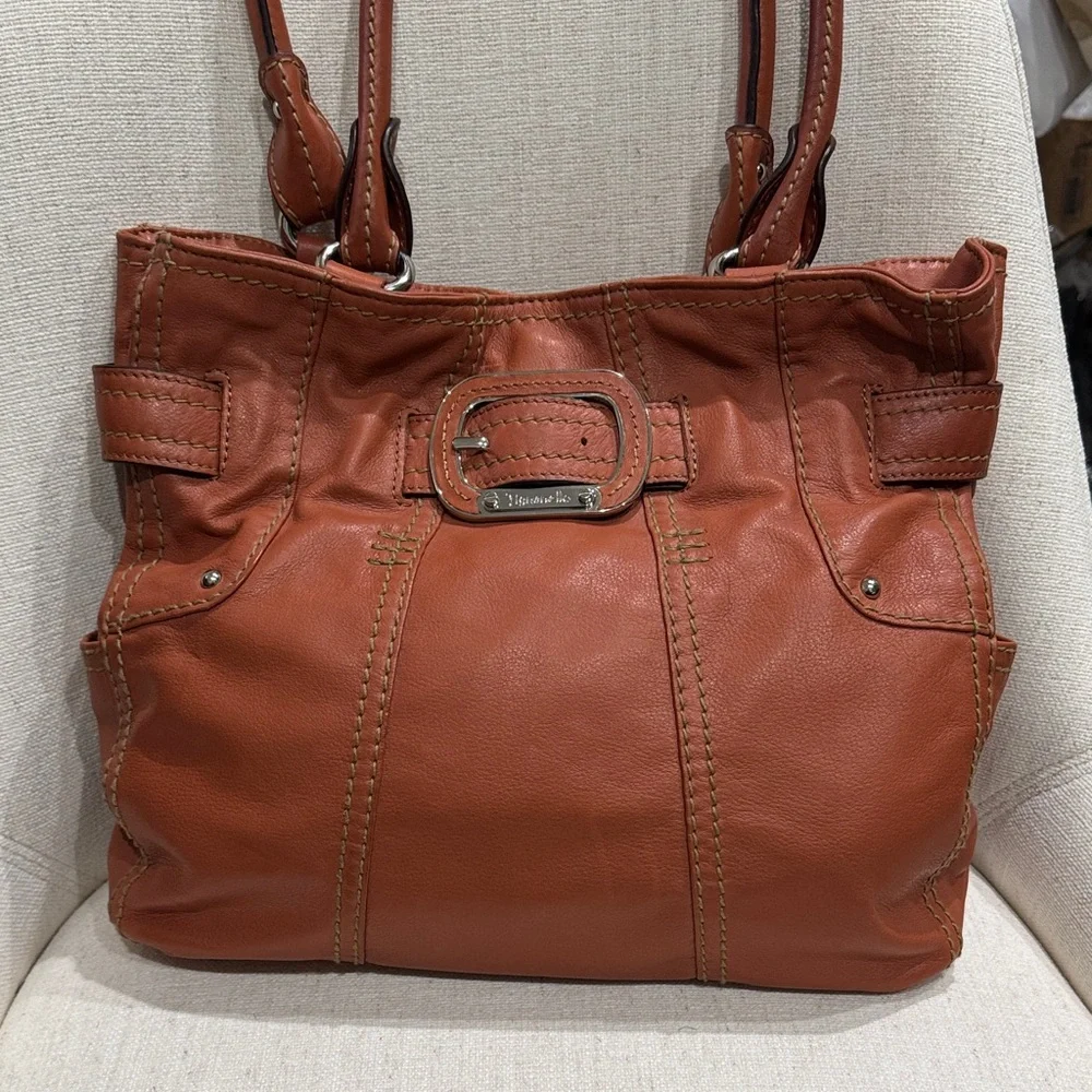 Tiganello 2FER! Burnt Orange Leather Shoulder Bag and brown woven Tiganello